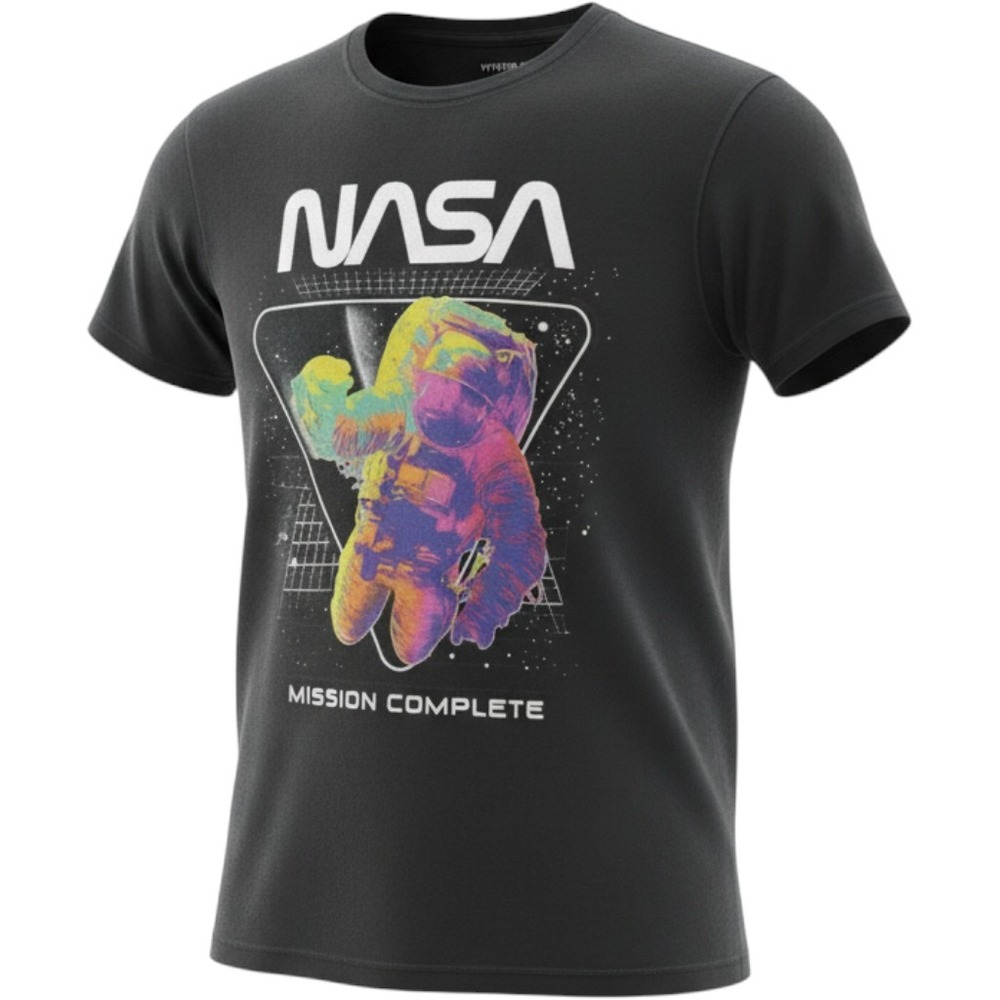 Hyperspace NASA Mission Complete Rainbow Astronaut Graphic T-Shirt Black Medium
